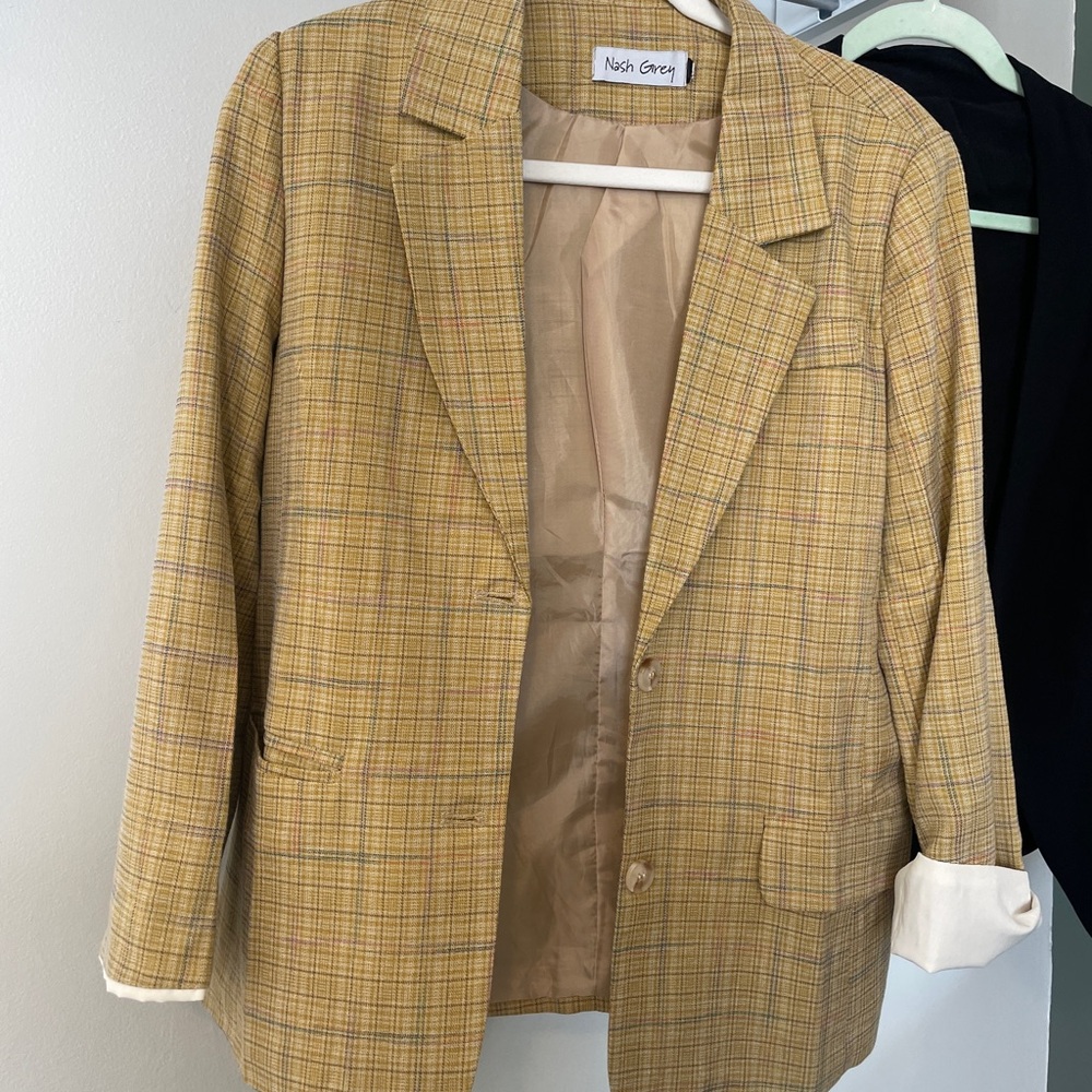 Noah Grey Yellow Plaid Blazer